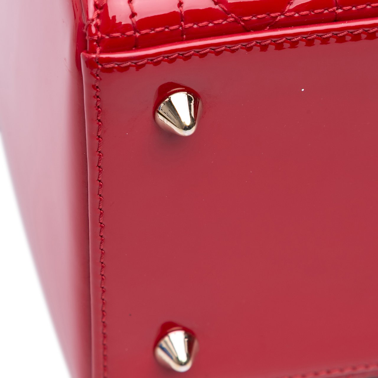 Dior Medium Patent Cannage Lady Dior Rood