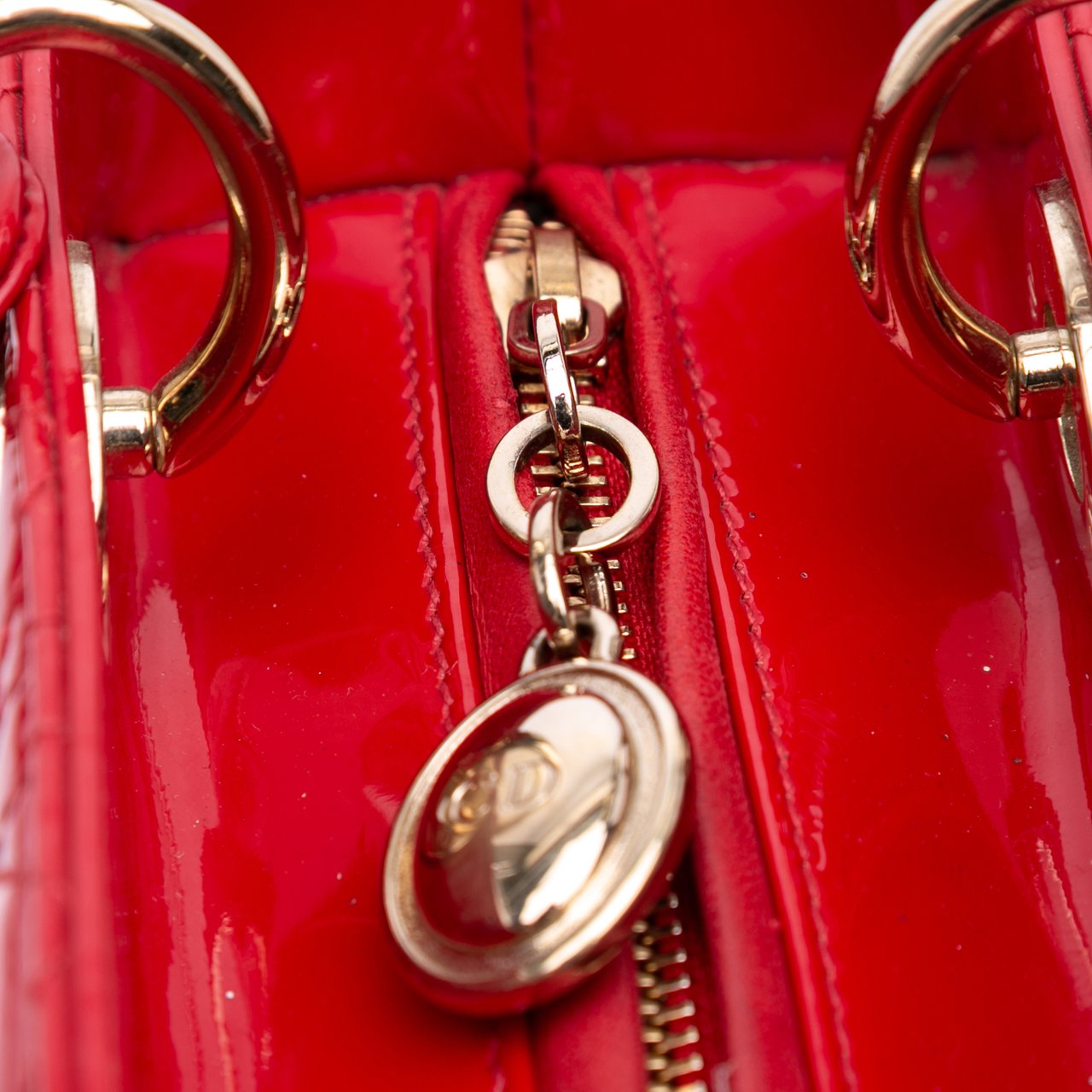 Dior Medium Patent Cannage Lady Dior Rood