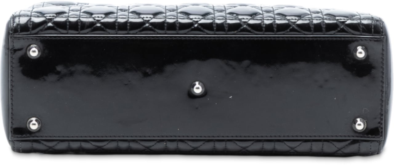 Dior Large Patent Cannage Lady Dior Zwart