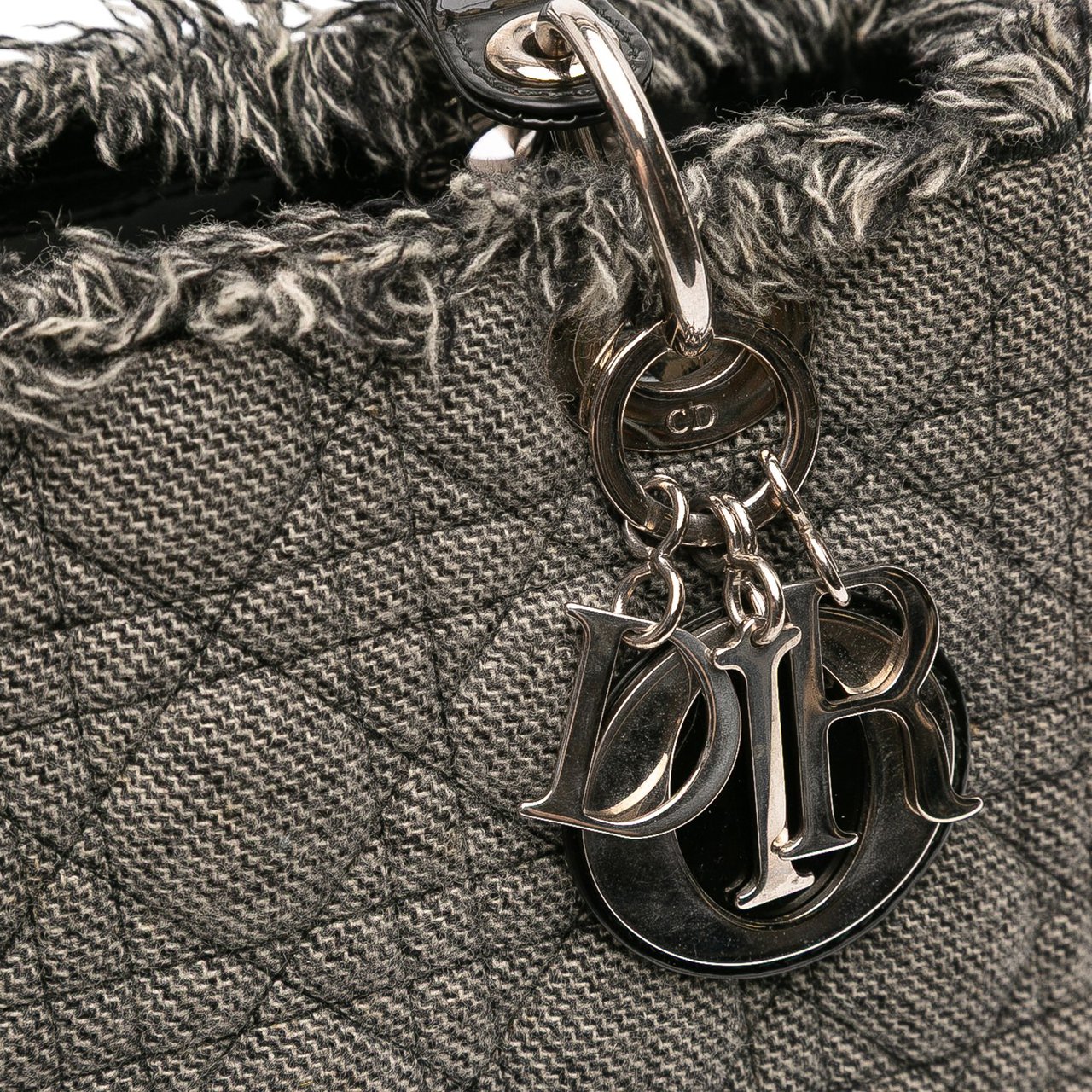 Dior Medium Tweed Cannage Lady Dior Grijs