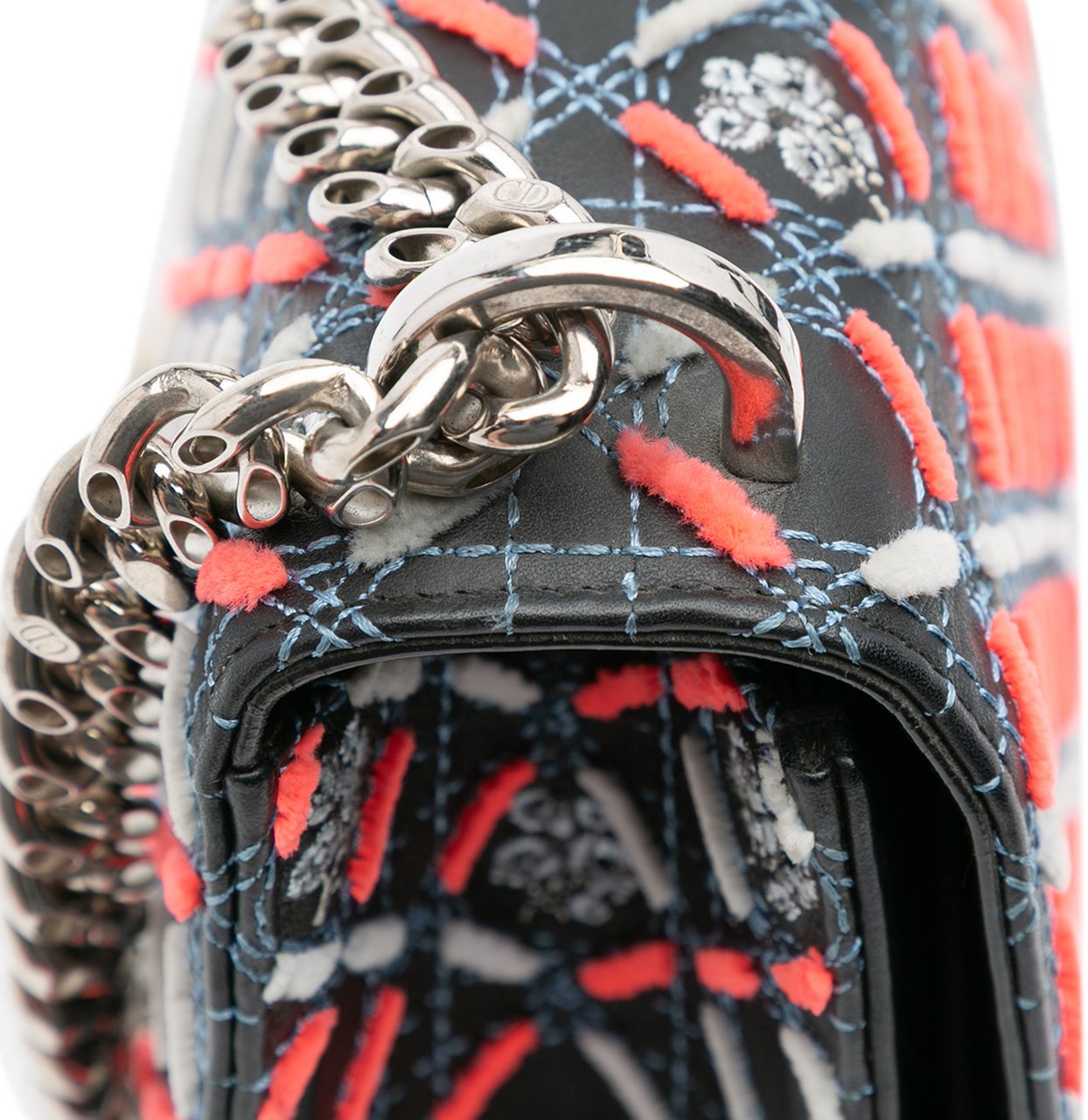 Dior Medium Calfskin Cannage Tufted Diorama Flap Zwart