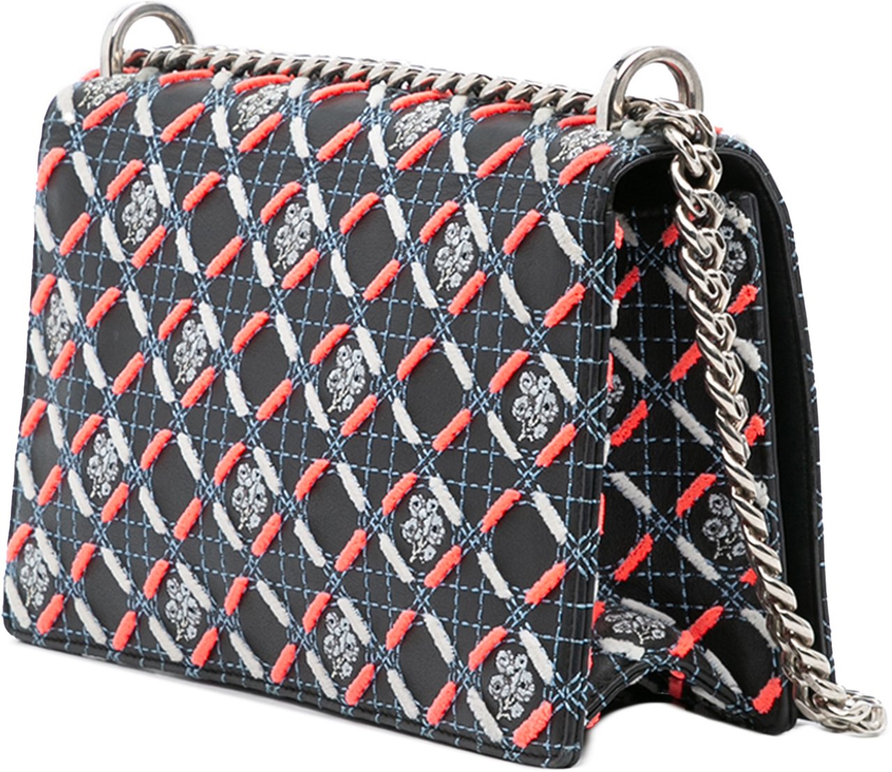 Dior Medium Calfskin Cannage Tufted Diorama Flap Zwart