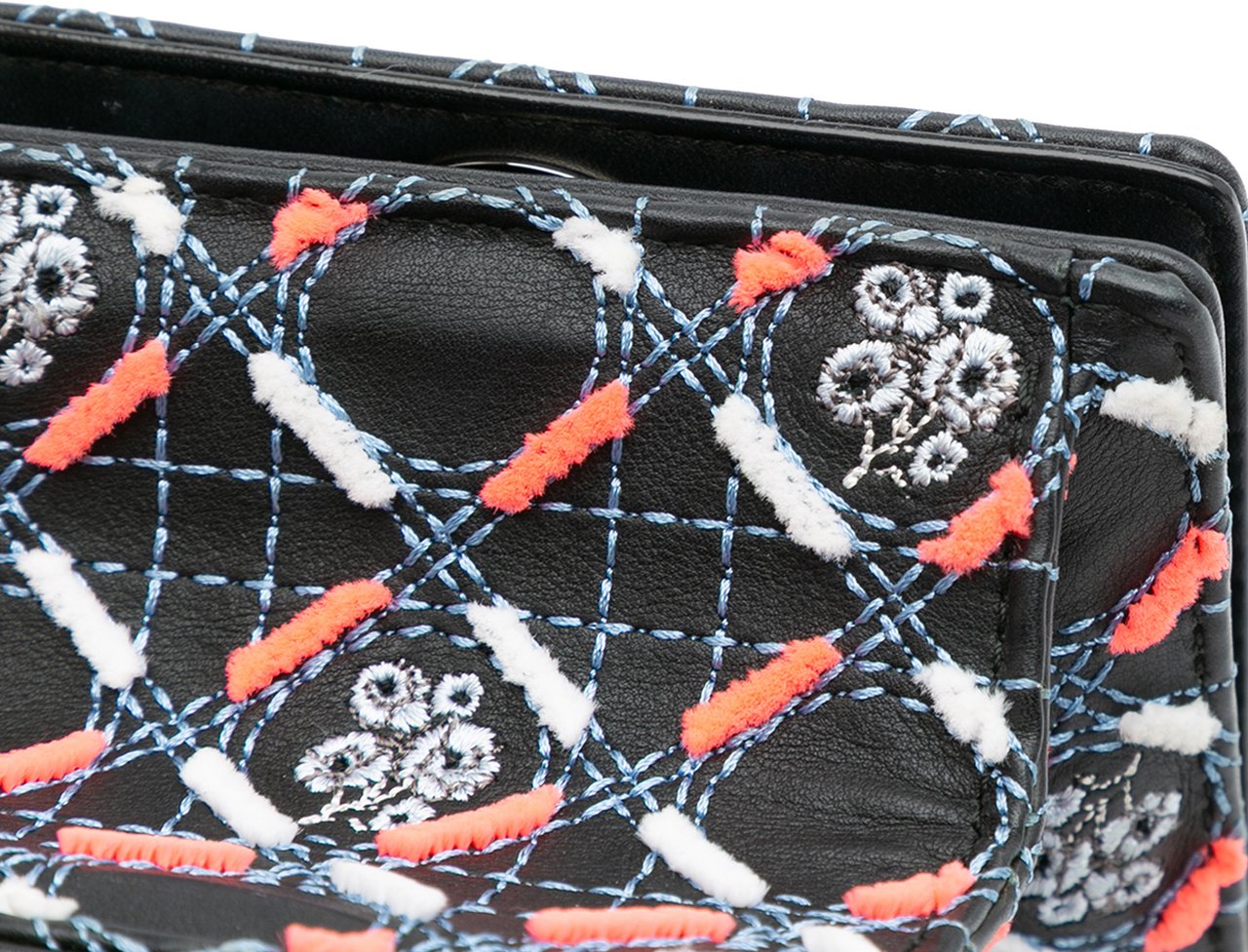 Dior Medium Calfskin Cannage Tufted Diorama Flap Zwart