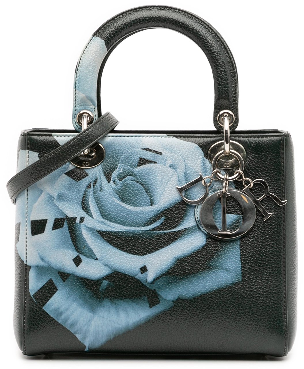 Dior Medium Deerskin Floral Print Lady Dior Groen