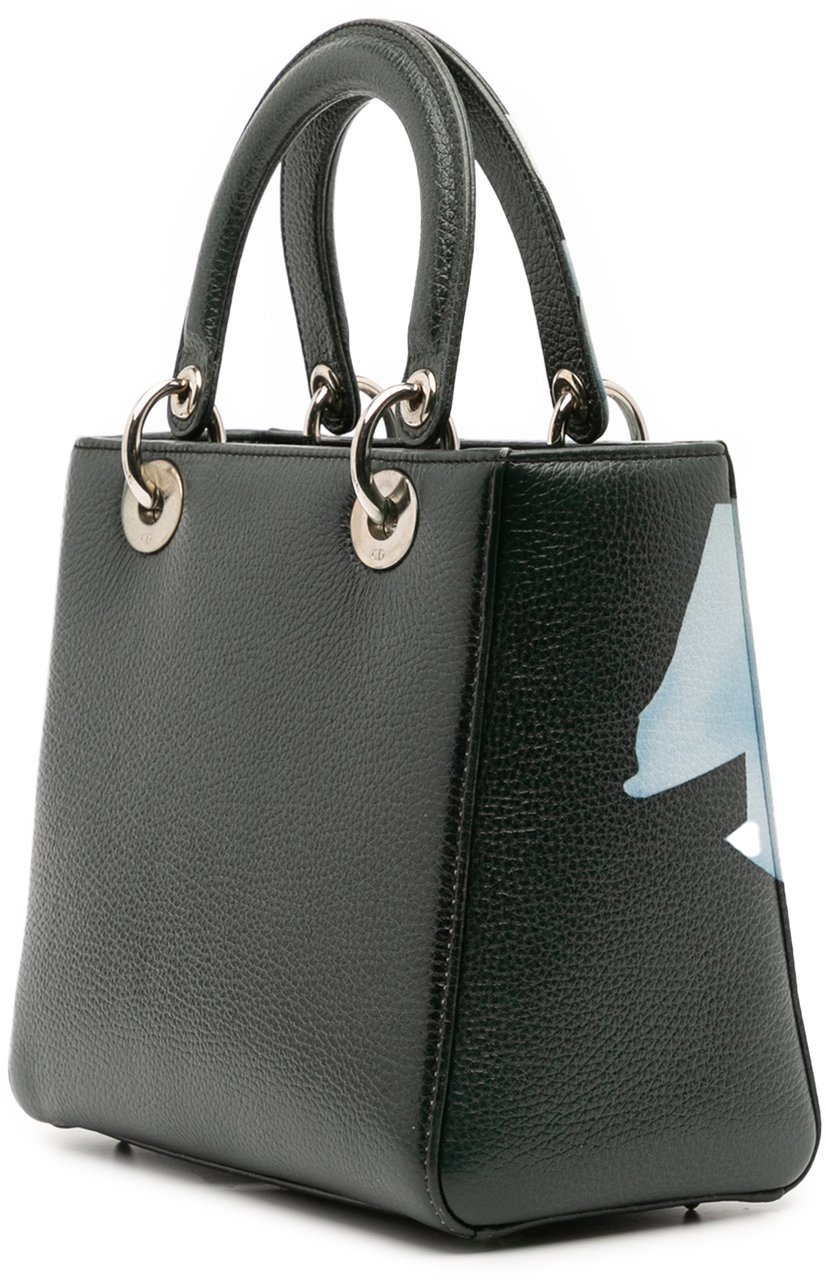 Dior Medium Deerskin Floral Print Lady Dior Groen