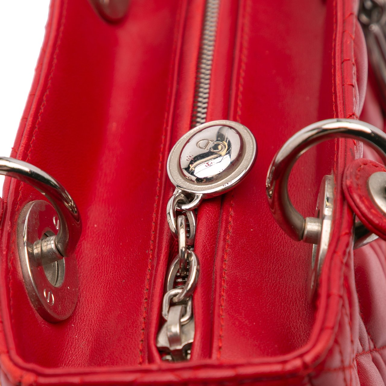 Dior Medium Lambskin Cannage Lady Dior Rood
