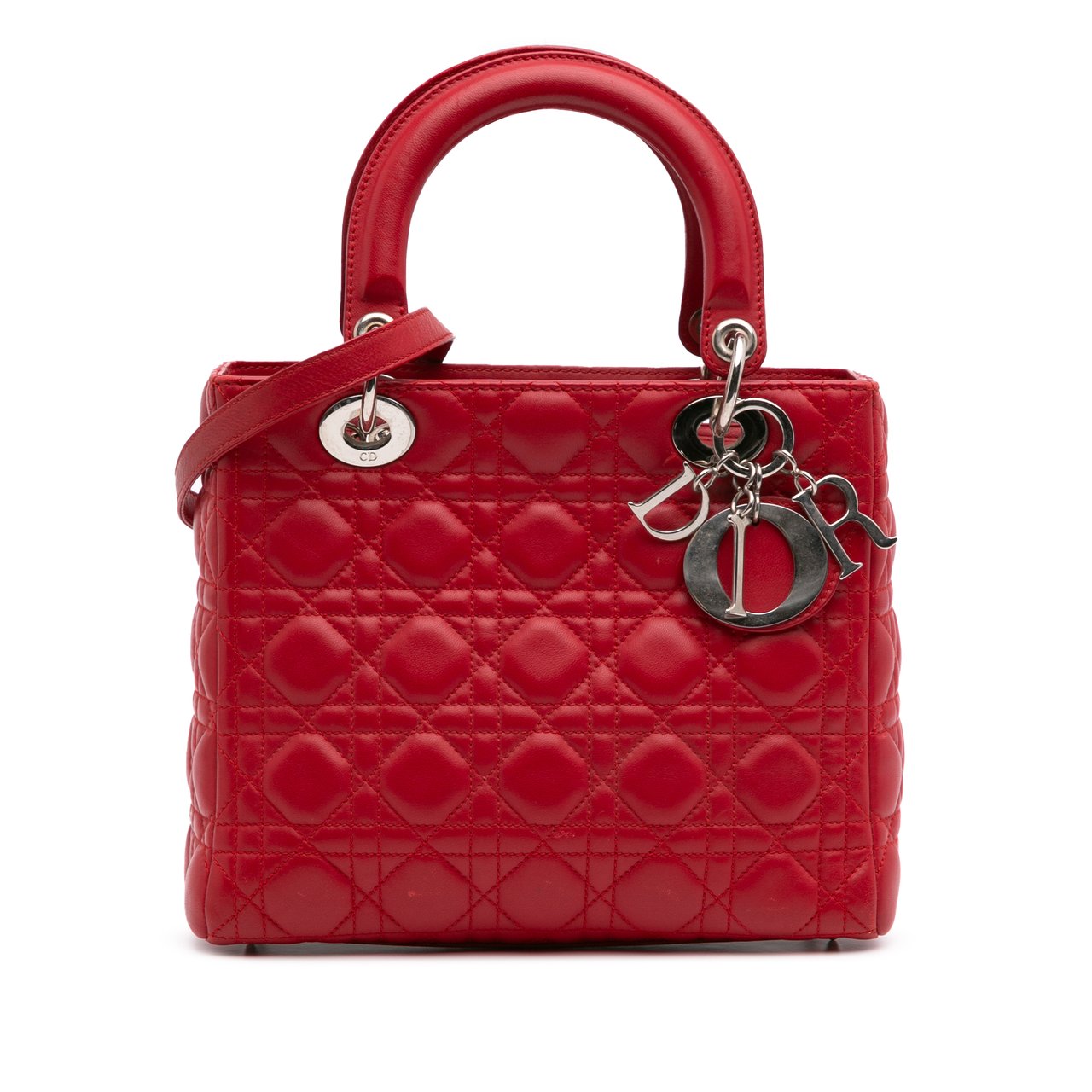 Dior Medium Lambskin Cannage Lady Dior Rood
