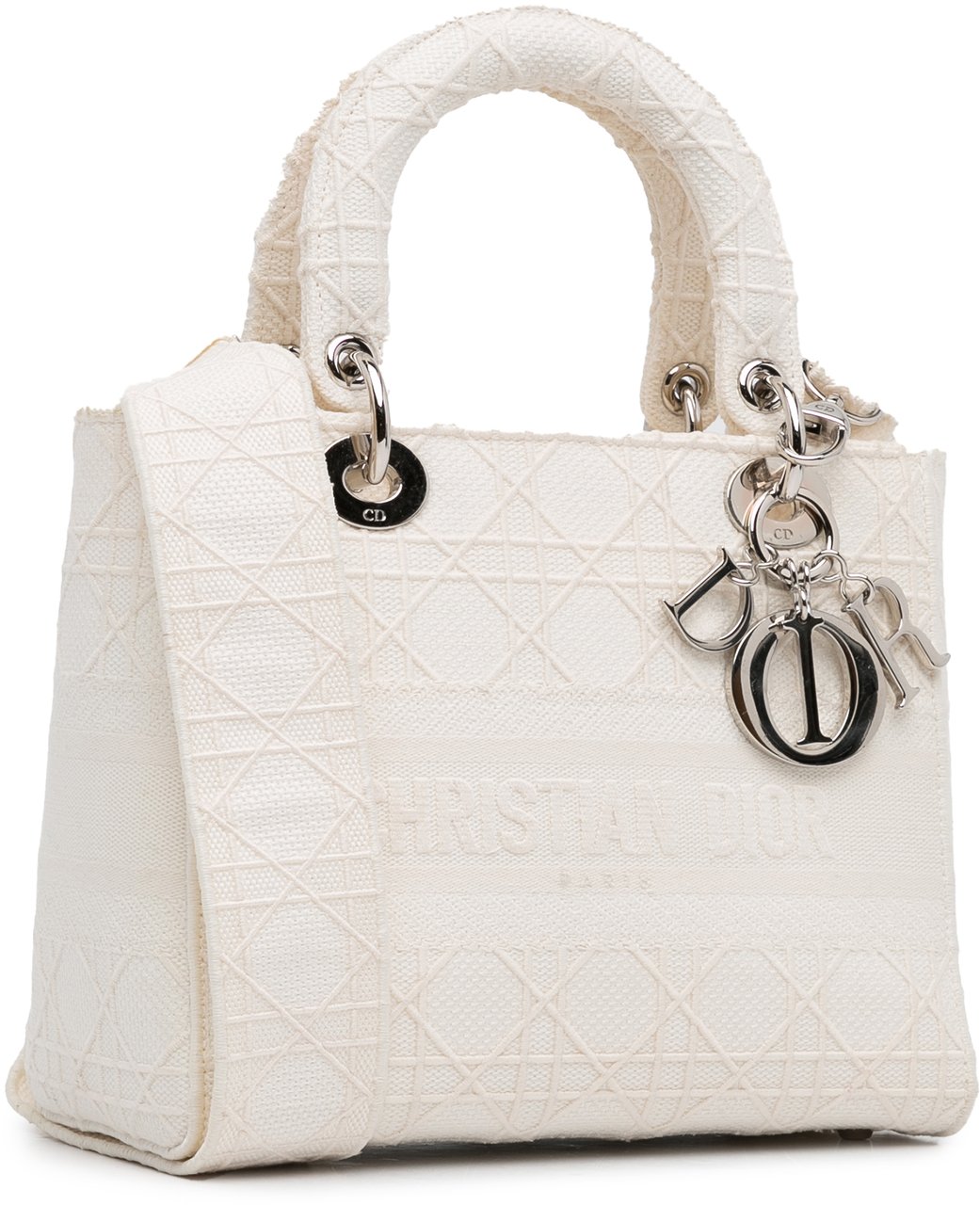 Dior Medium Canvas Cannage Lady D Lite Wit