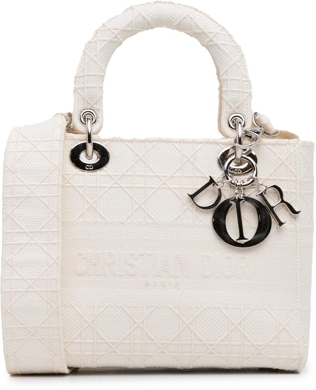 Dior Medium Canvas Cannage Lady D Lite Wit
