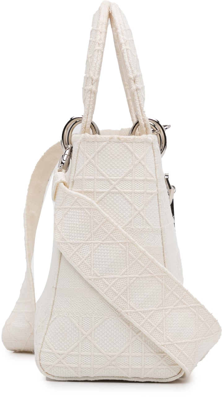 Dior Medium Canvas Cannage Lady D Lite Wit
