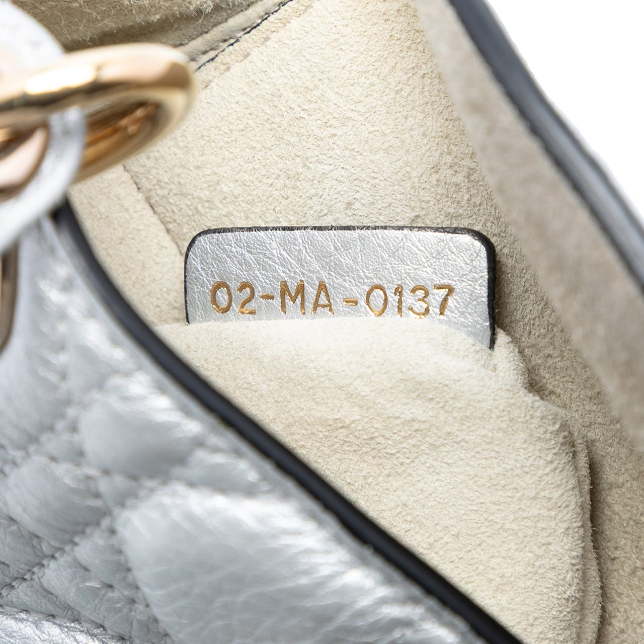 Dior Mini Metallic Lambskin Cannage Lady Dior Zilver