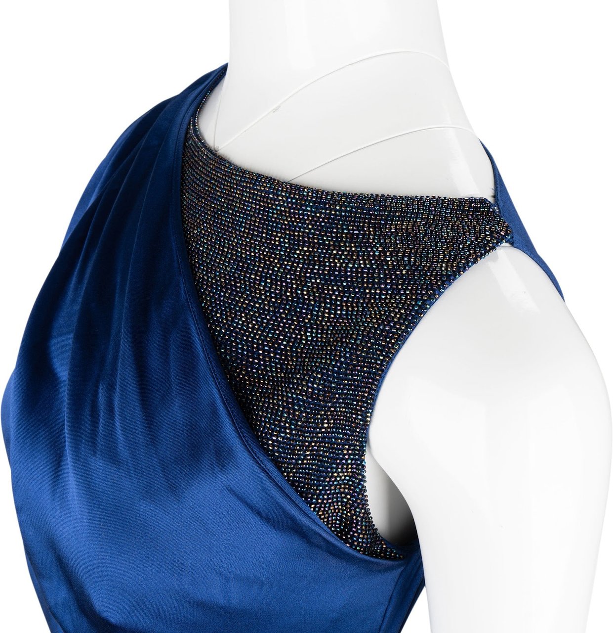 Dior Christian Dior Blue Silk Embellished Gown Dress (IT44 / DE38) Blauw