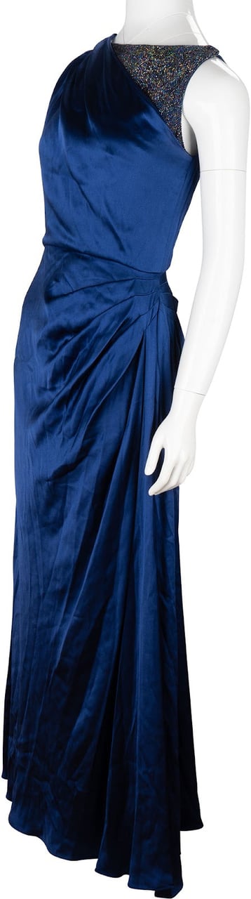 Dior Christian Dior Blue Silk Embellished Gown Dress (IT44 / DE38) Blauw