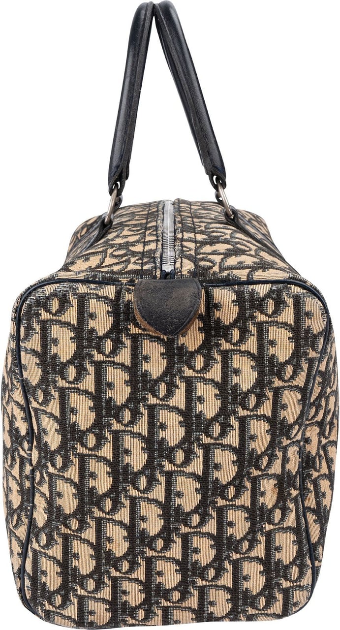 Dior Christian Dior Trotter Monogram Oblique Canvas Boston 30 Handbag Beige