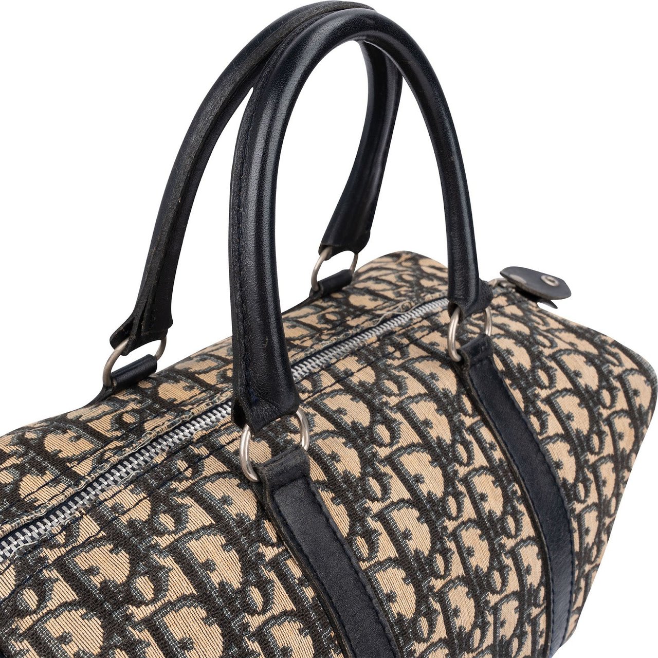 Dior Christian Dior Trotter Monogram Oblique Canvas Boston 30 Handbag Beige