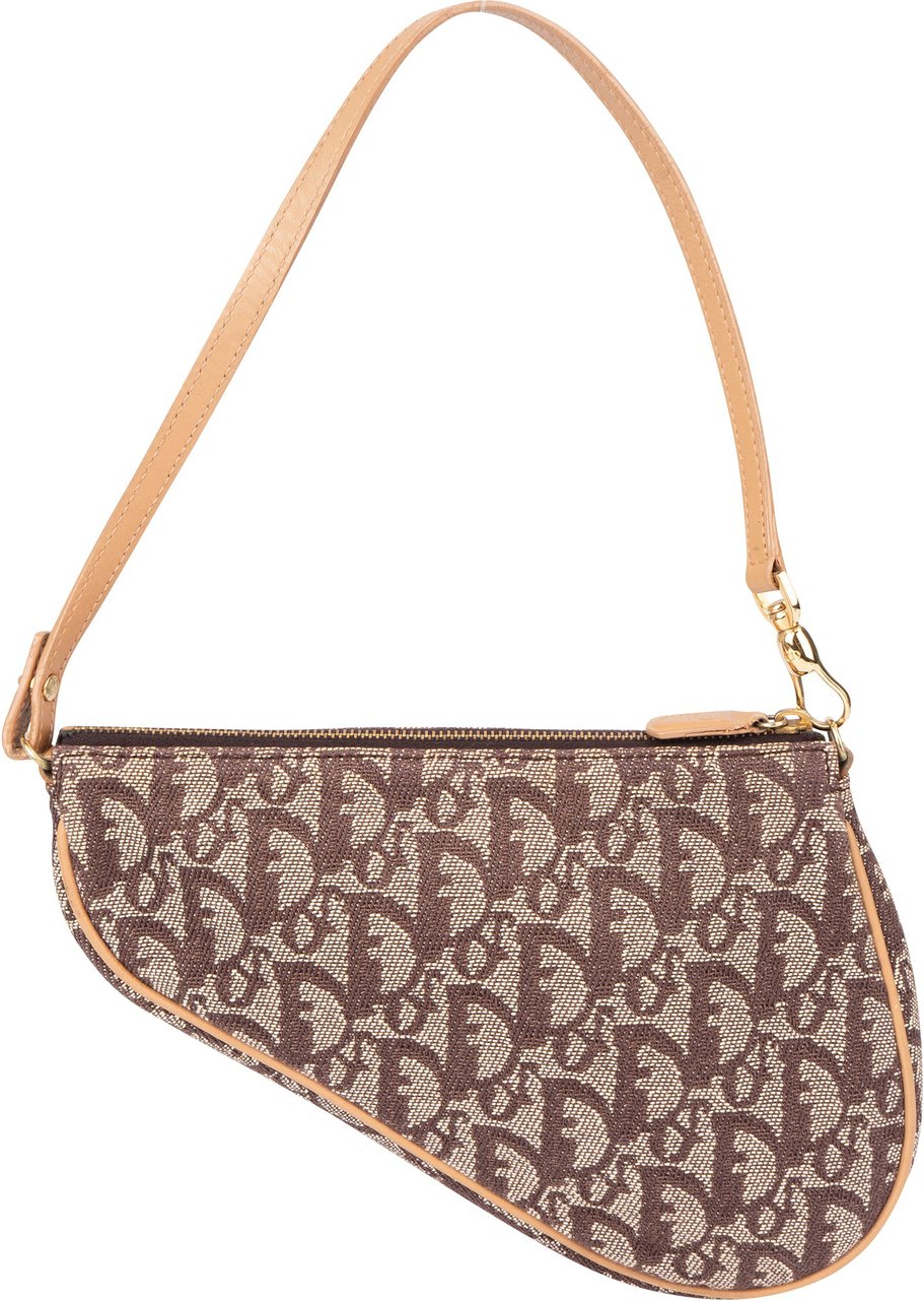 Dior Christian Dior Trotter Monogram Mini Saddle Handbag Bruin