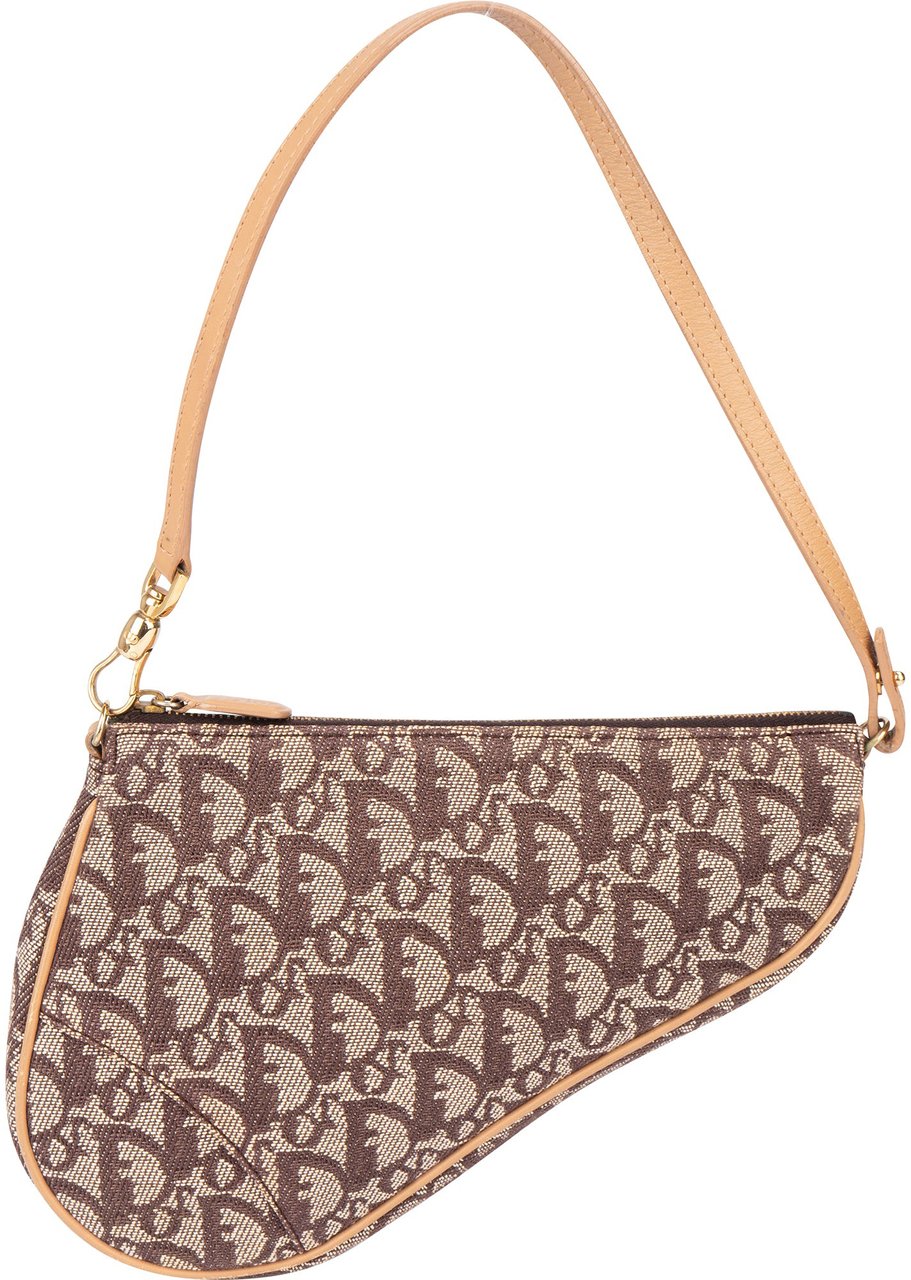 Dior Christian Dior Trotter Monogram Mini Saddle Handbag Bruin