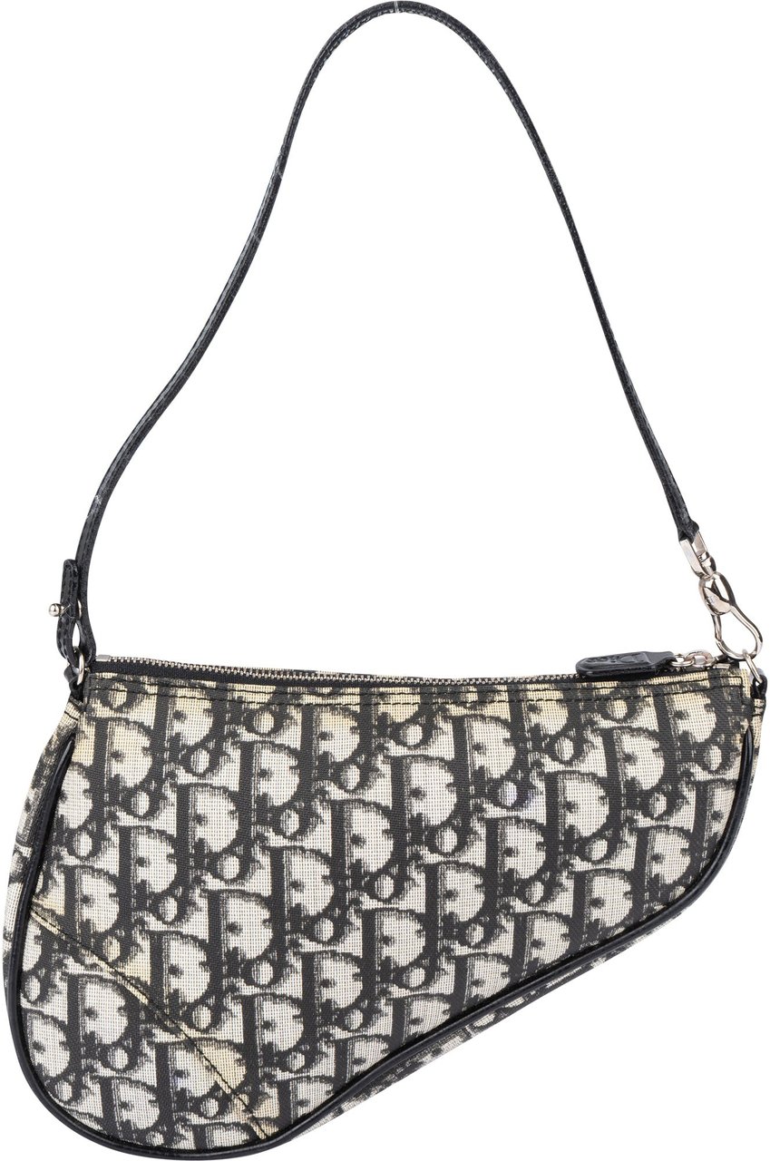 Dior Christian Dior Canvas Trotter Monogram Mini Saddle Handbag Zwart