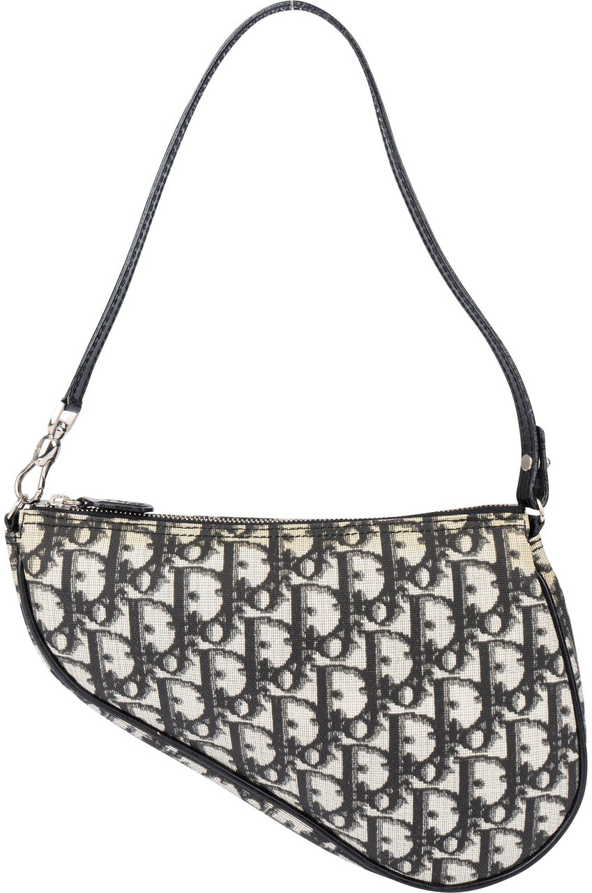 Dior Christian Dior Canvas Trotter Monogram Mini Saddle Handbag Zwart