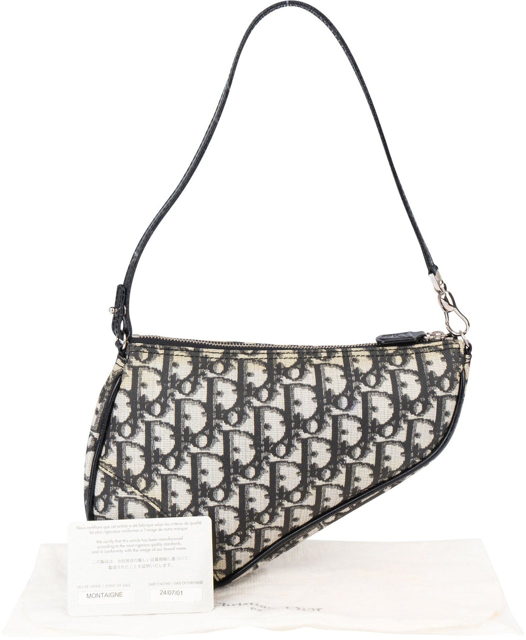 Dior Christian Dior Canvas Trotter Monogram Mini Saddle Handbag Zwart