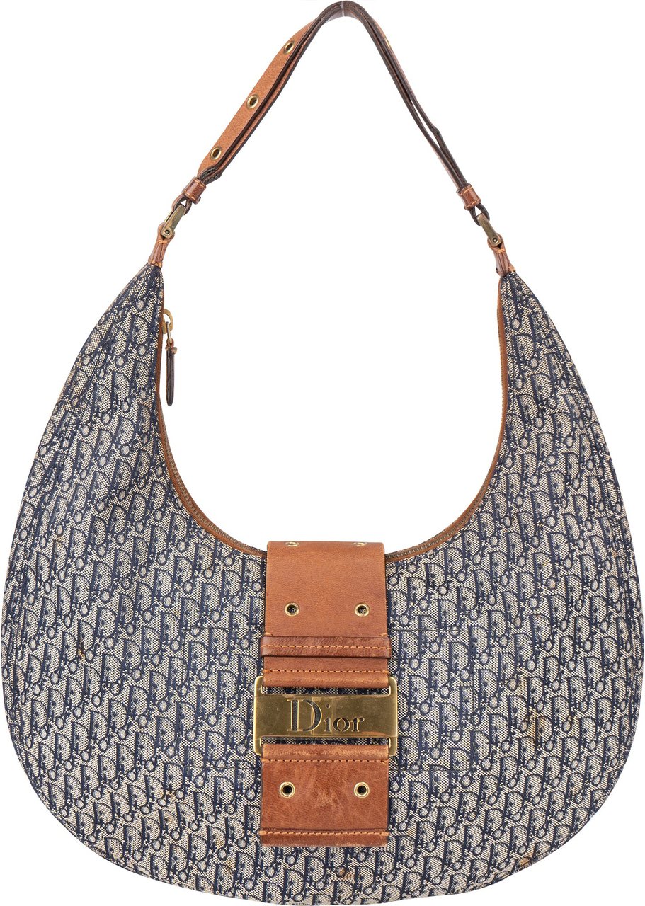 Dior Christian Dior Trotter Monogram Hobo Bag Blauw