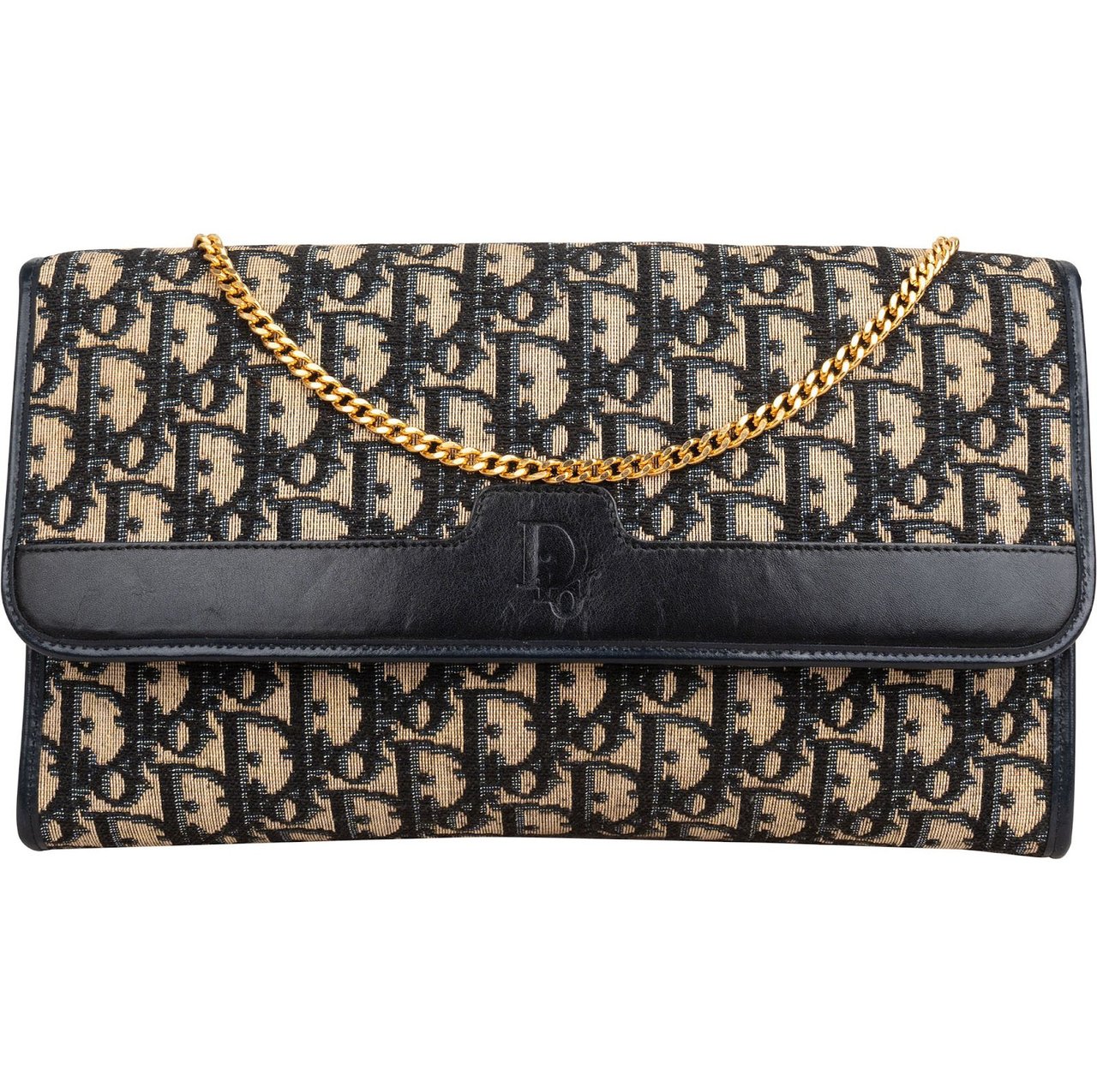 Dior Christian Dior Trotter Monogram Vintage Flap Shoulder Bag Navy