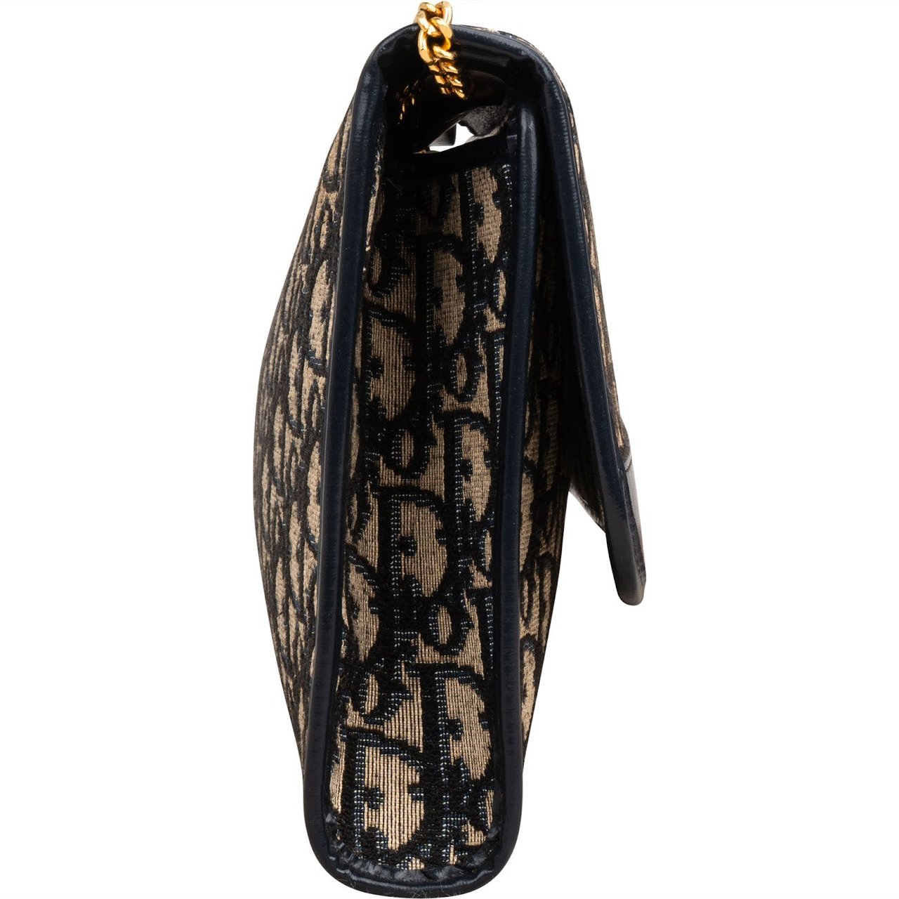 Dior Christian Dior Trotter Monogram Vintage Flap Shoulder Bag Navy