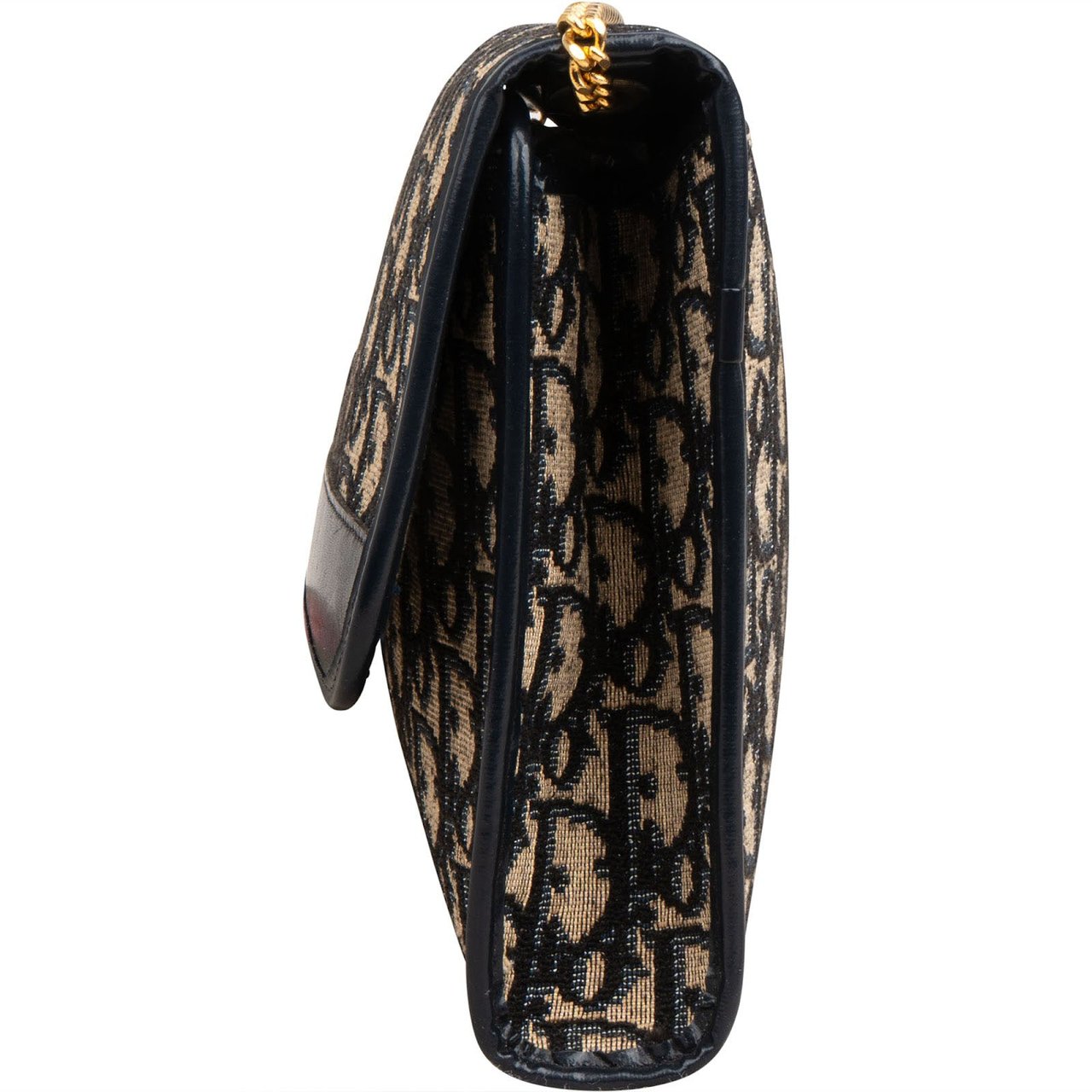 Dior Christian Dior Trotter Monogram Vintage Flap Shoulder Bag Navy