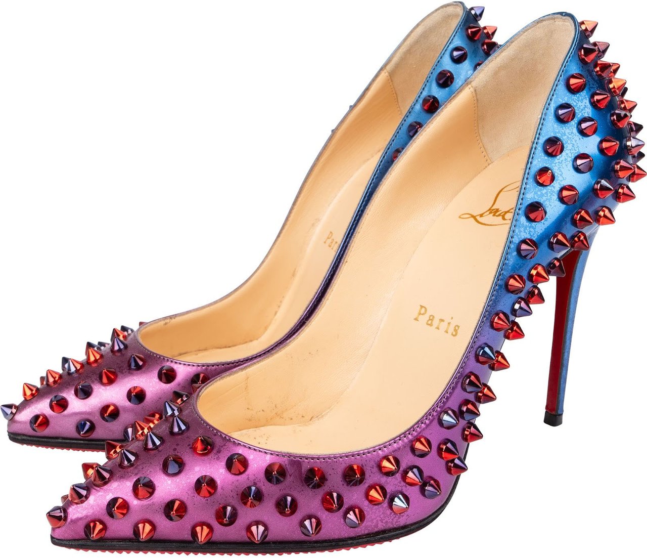 Dior Christian Louboutin Ombre Patent Leather Follies Spikes Scarabe Pumps (35) Divers