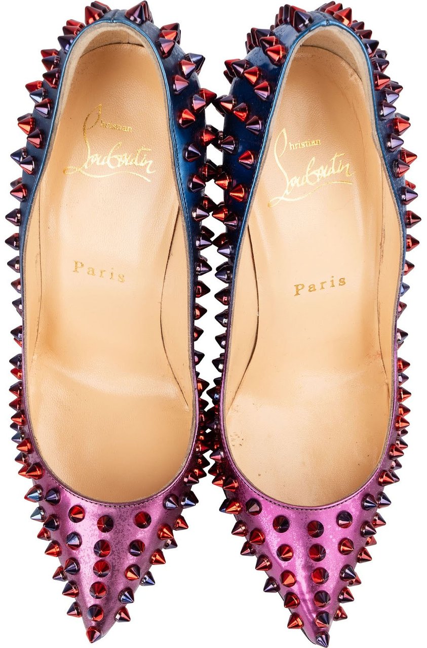 Dior Christian Louboutin Ombre Patent Leather Follies Spikes Scarabe Pumps (35) Divers