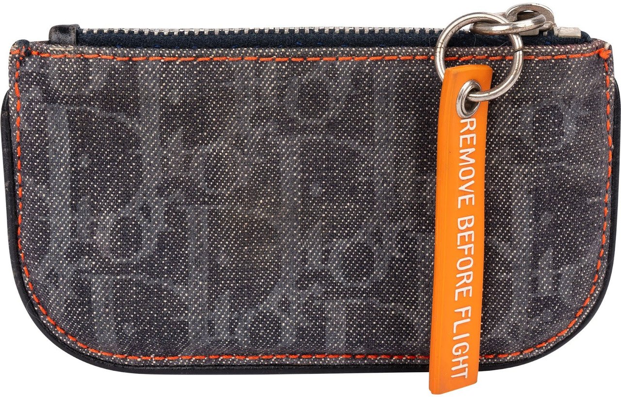 Dior Christian Dior Oblique Monogram Denim Coin Wallet Zwart