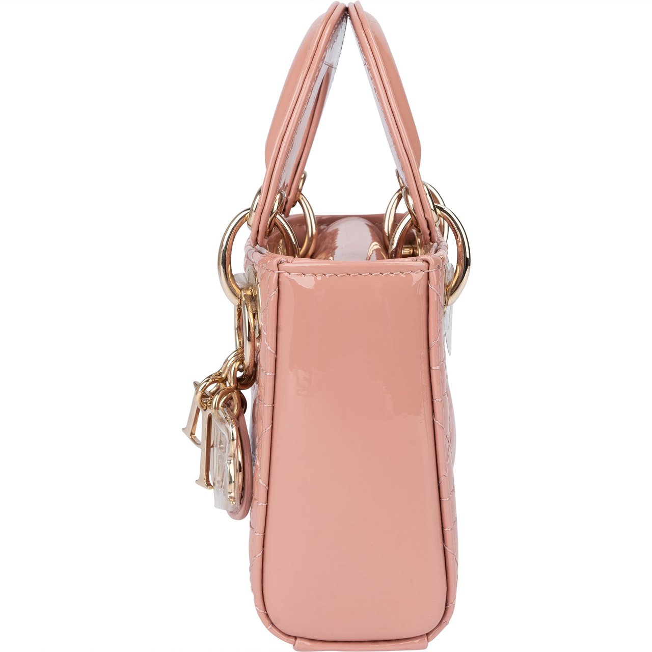 Dior Christian Dior Quilted Patent Leather Micro Lady Dior Handbag Roze