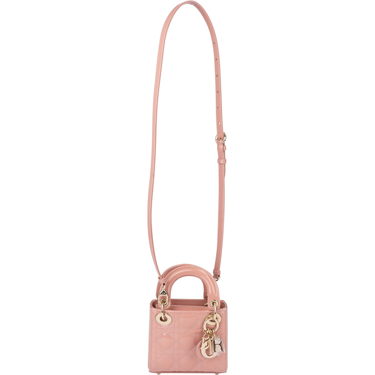 Dior Christian Dior Quilted Patent Leather Micro Lady Dior Handbag Divers
