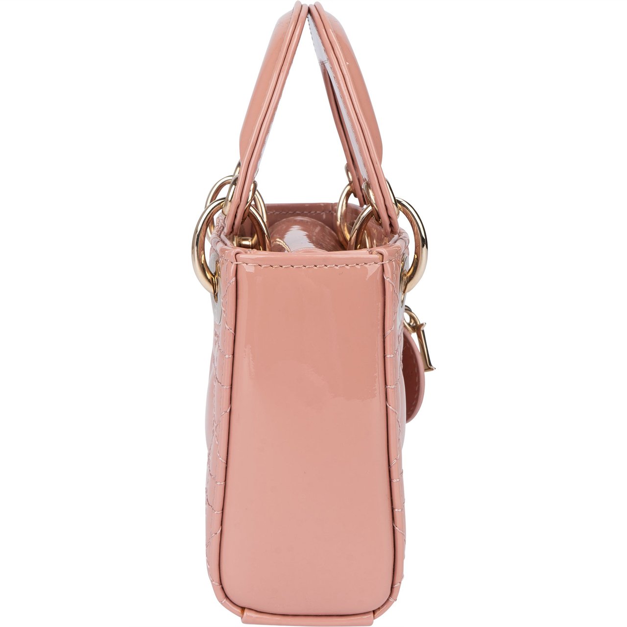 Dior Christian Dior Quilted Patent Leather Micro Lady Dior Handbag Roze