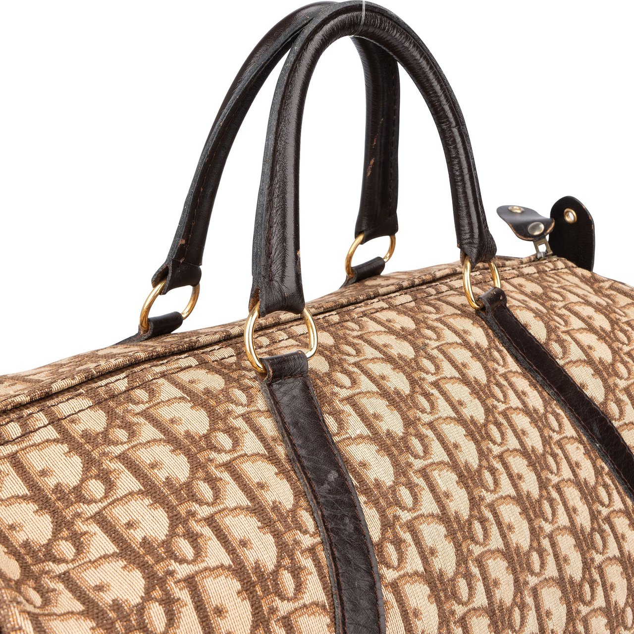 Dior Christian Dior Trotter Monogram Boston 40 Handbag Bruin