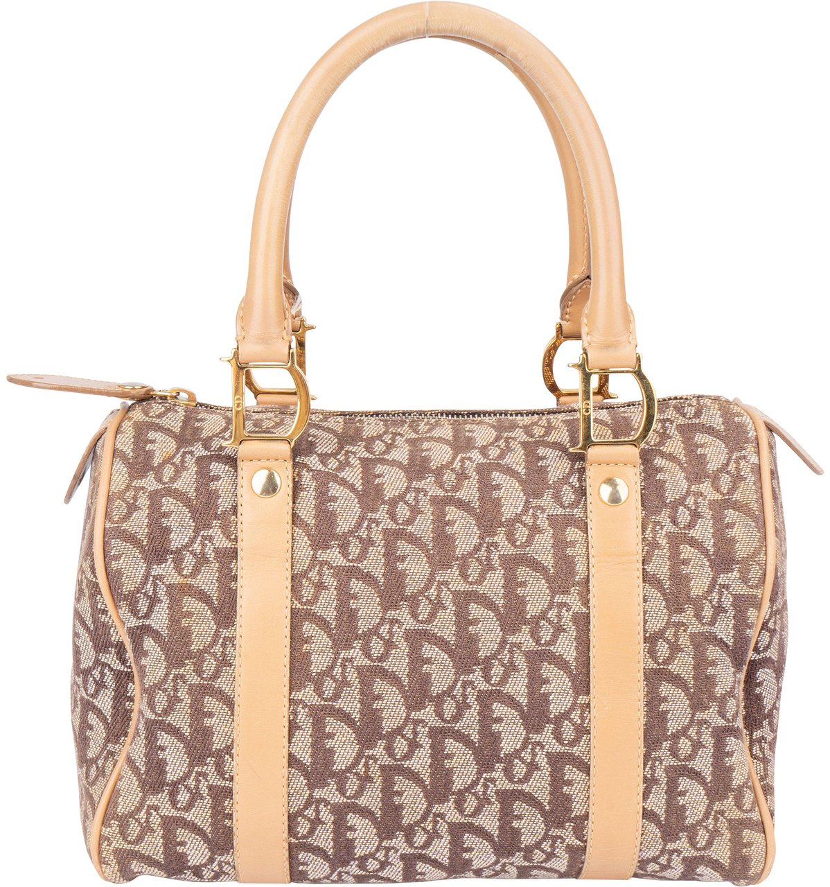 Dior Christian Dior Trotter Monogram Boston Handbag Beige