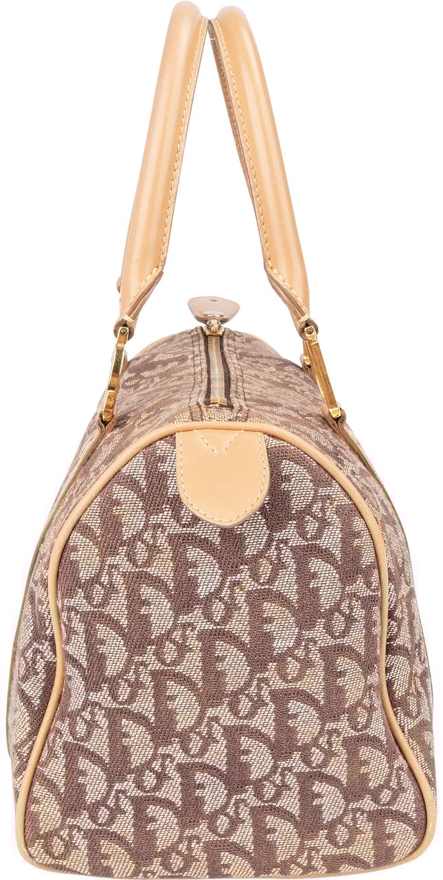 Dior Christian Dior Trotter Monogram Boston Handbag Beige