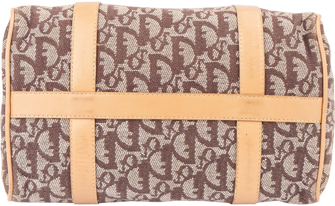 Dior Christian Dior Trotter Monogram Boston Handbag Beige