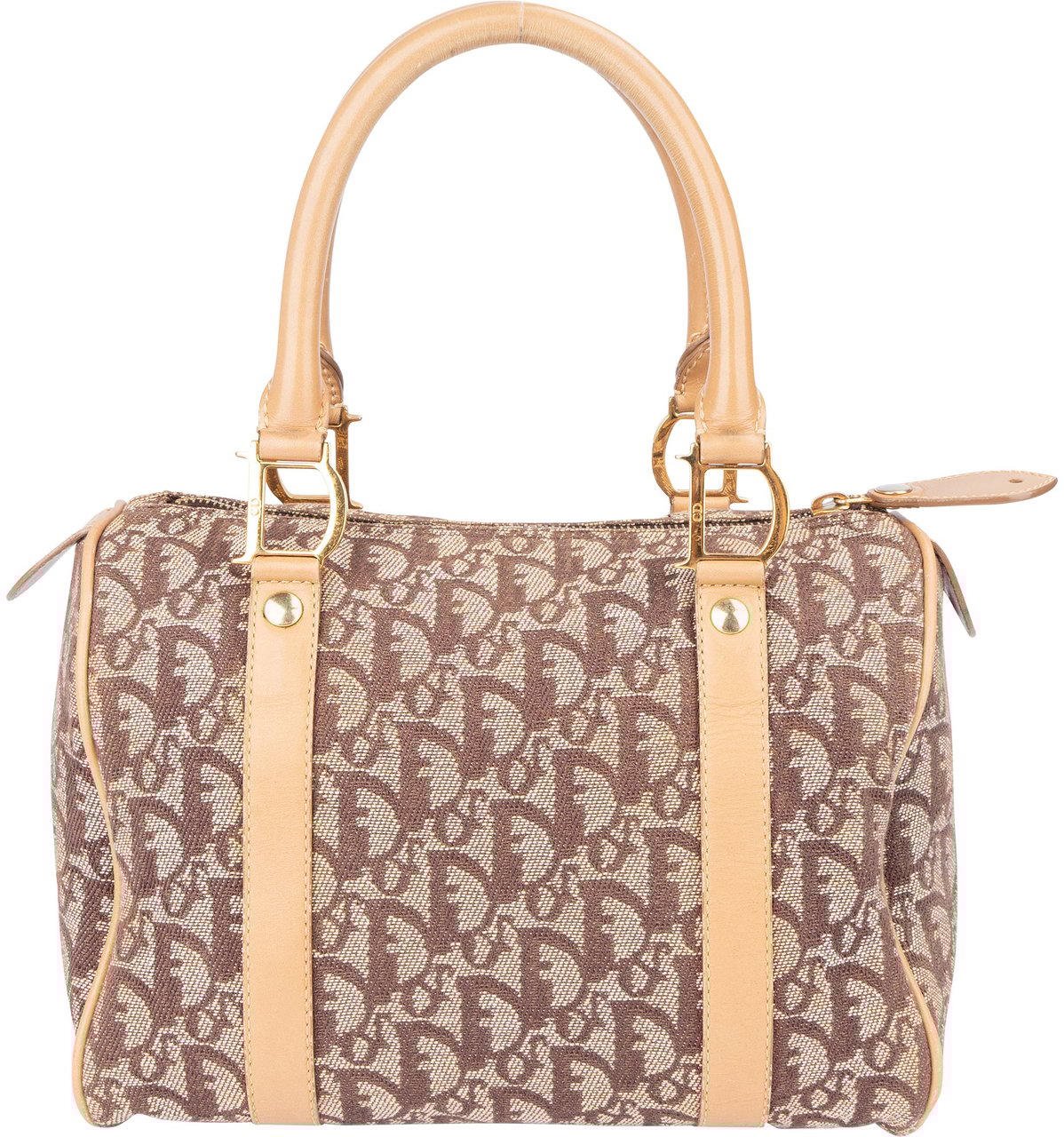 Dior Christian Dior Trotter Monogram Boston Handbag Beige