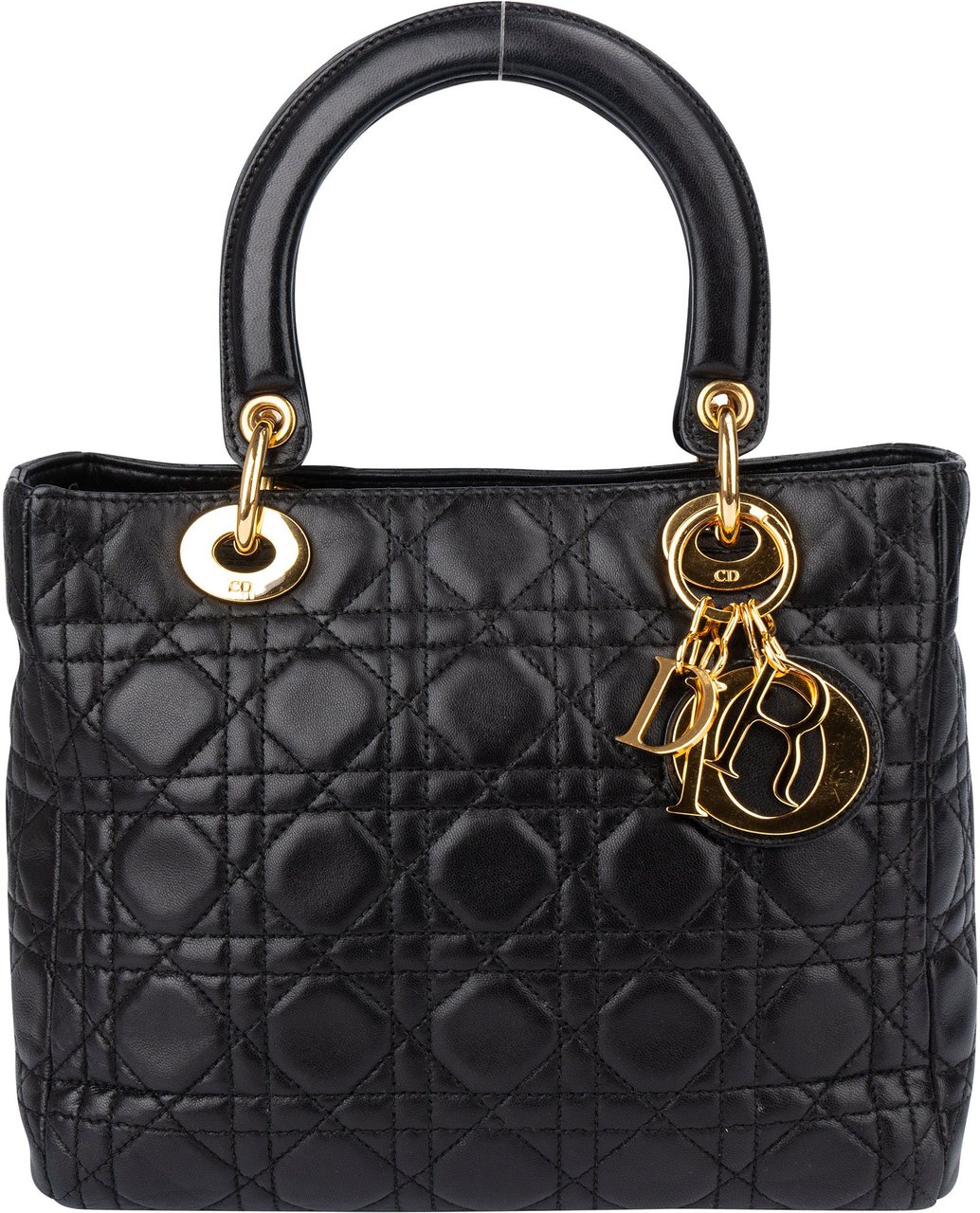 Dior Christian Dior Quilted Leather Lady Dior Handbag Zwart