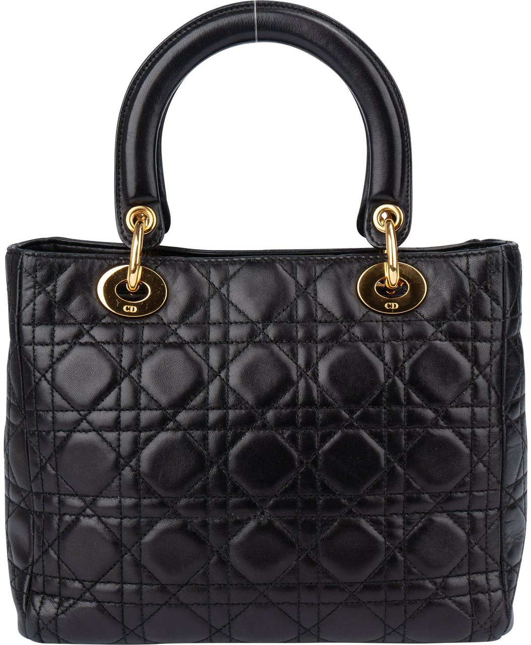 Dior Christian Dior Quilted Leather Lady Dior Handbag Zwart