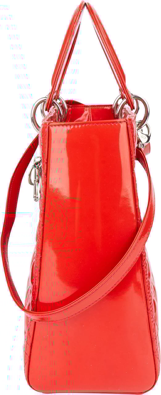 Dior Christian Dior Red Patent Leather Lady Dior Handbag Rood