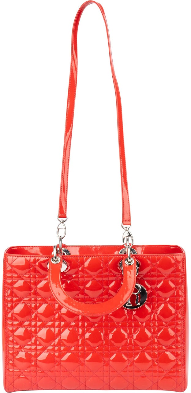 Dior Christian Dior Red Patent Leather Lady Dior Handbag Rood