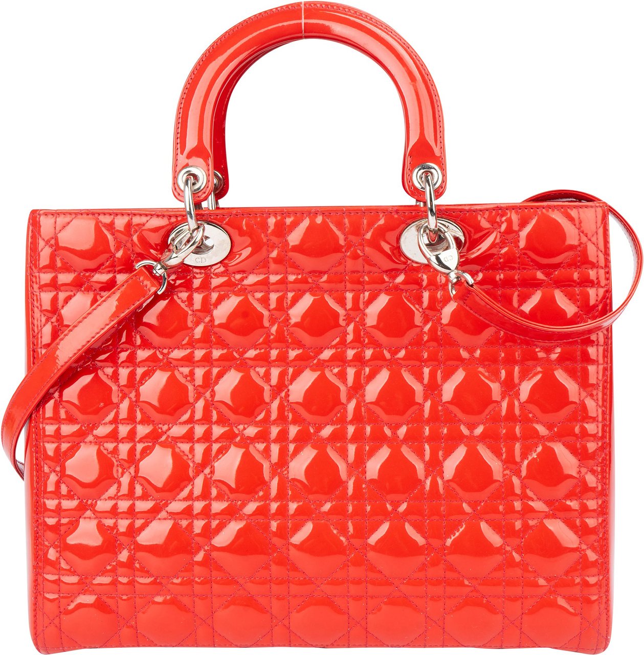 Dior Christian Dior Red Patent Leather Lady Dior Handbag Rood