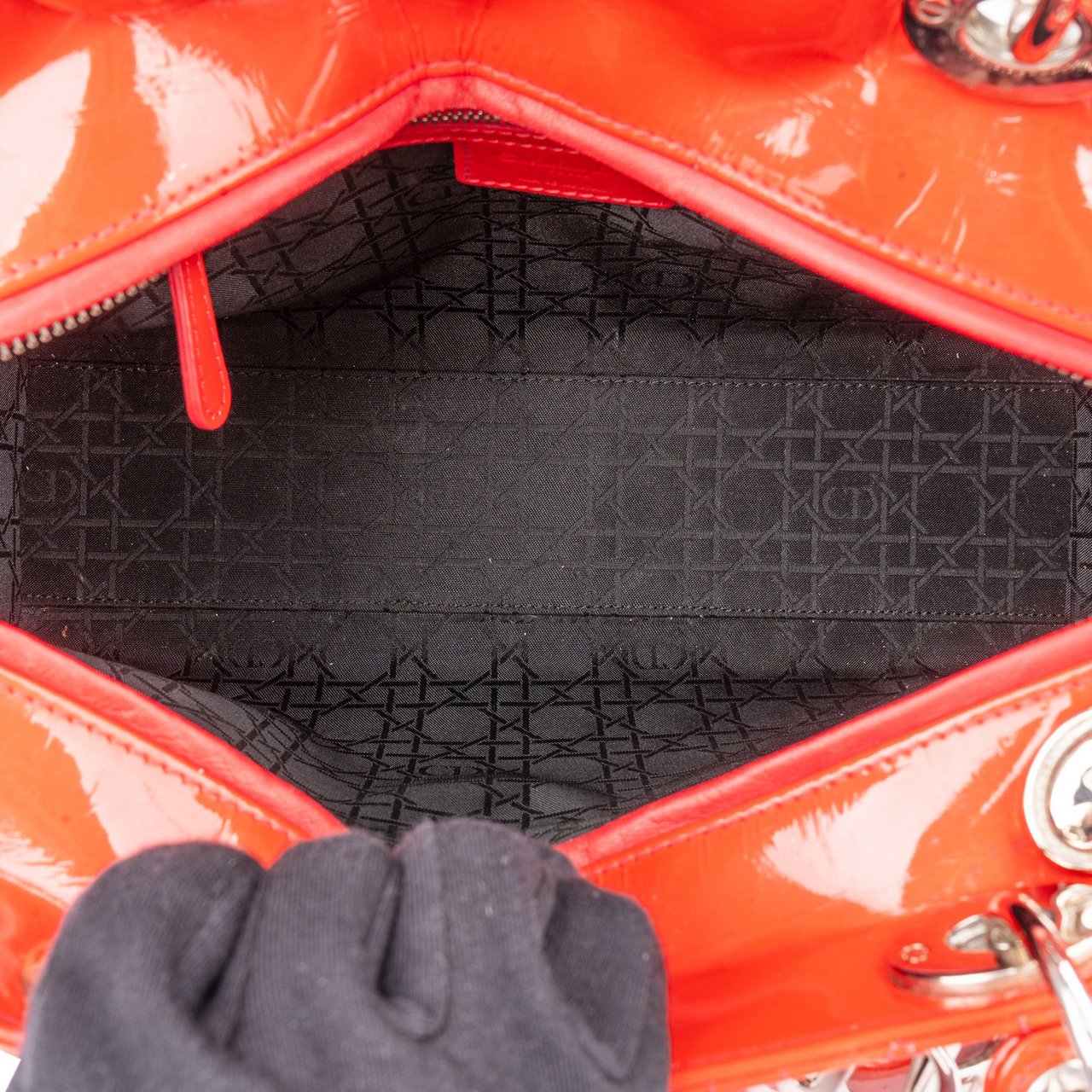 Dior Christian Dior Red Patent Leather Lady Dior Handbag Rood