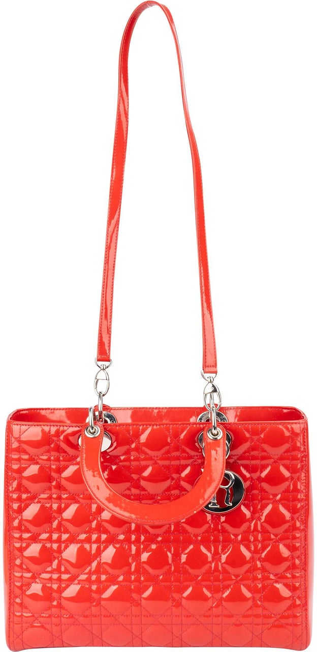 Dior Christian Dior Red Patent Leather Lady Dior Handbag Rood
