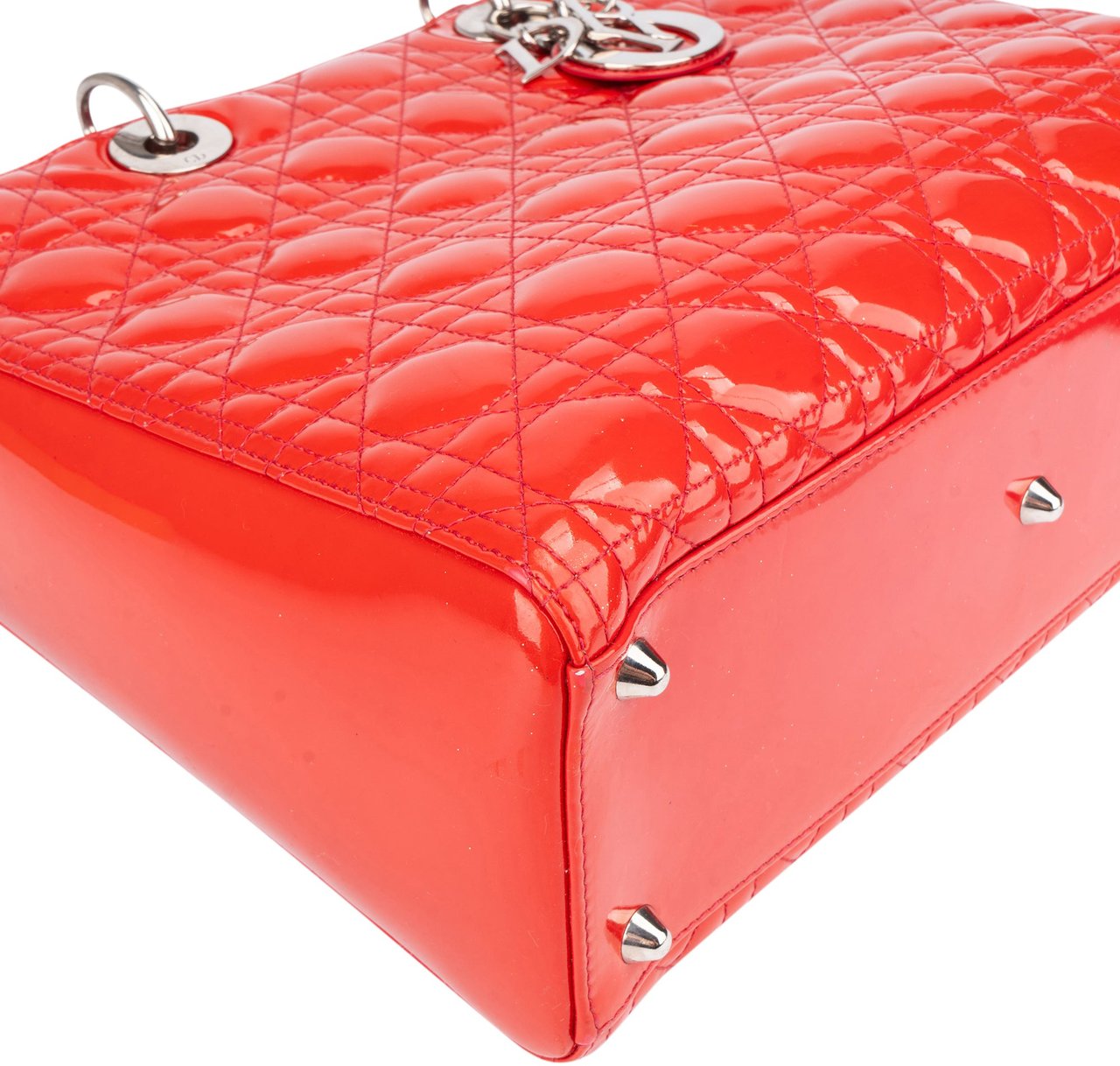 Dior Christian Dior Red Patent Leather Lady Dior Handbag Rood