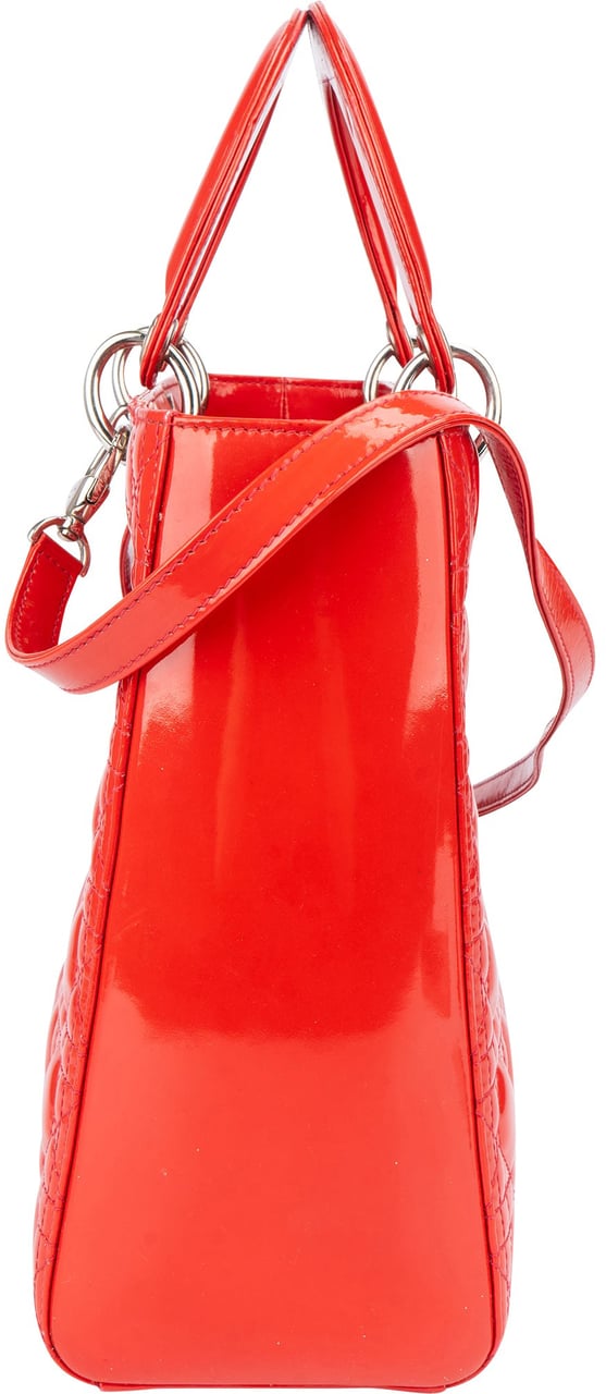 Dior Christian Dior Red Patent Leather Lady Dior Handbag Rood