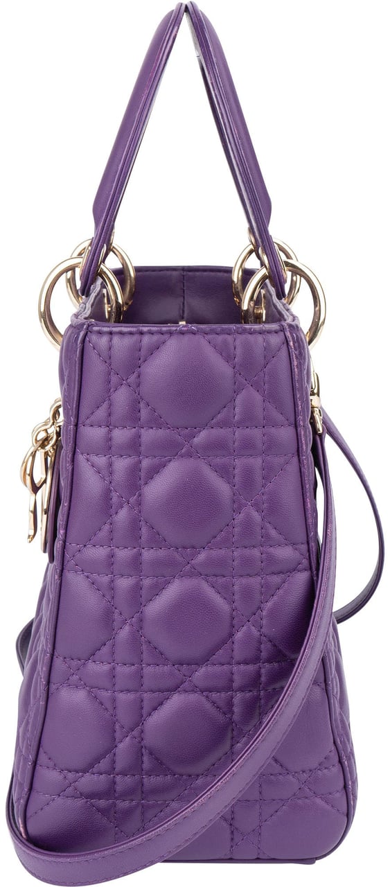 Dior Christian Dior Quilted Leather Lady Dior Handbag Paars