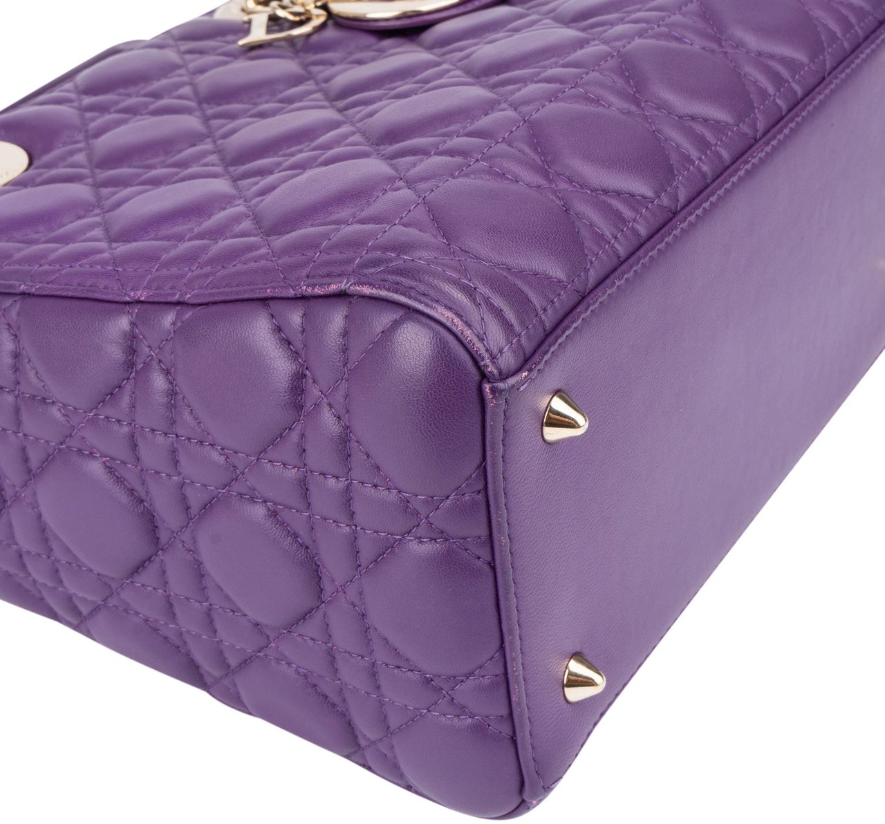 Dior Christian Dior Quilted Leather Lady Dior Handbag Paars